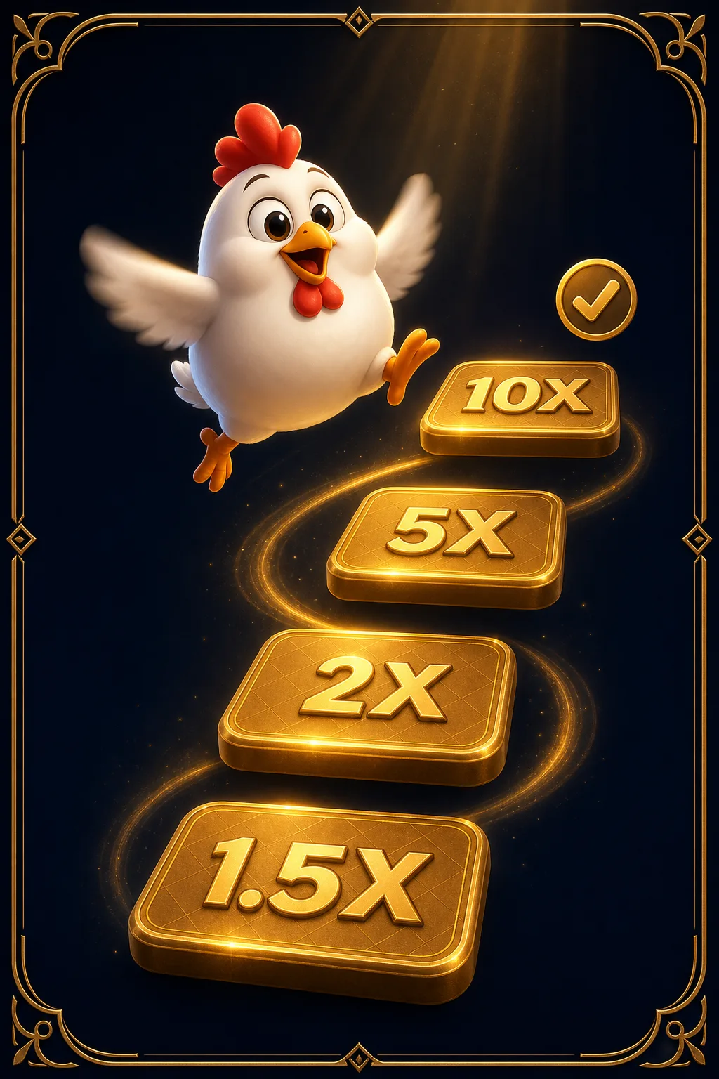 Chicken Road Screenshot - Huhn auf der Strasse mit Multiplikator x3,24 und Cash-Out-Button