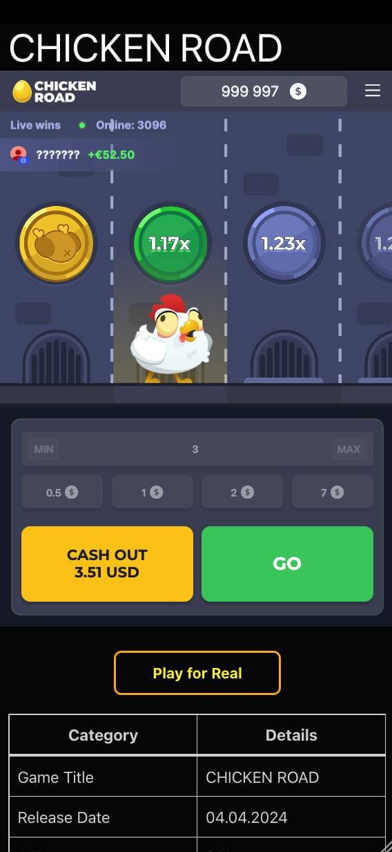 Chicken Road Screenshot 2 - mobile Ansicht des Spiels im Hochformat